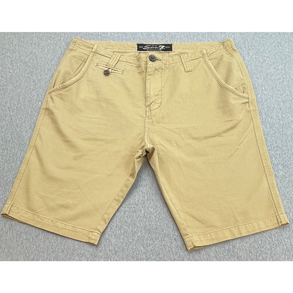 Seven7 Shorts Mens‎ 34 Tan 100% Cotton Chino Flat Front 11" Inseam
